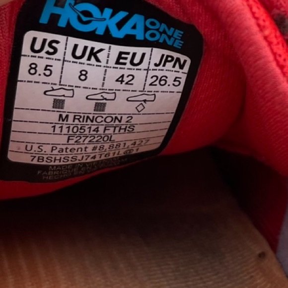 Hoka One Mens Rincon 2 Running Shoes Size 8.5 Preowned activewear - Picture 6 of 9